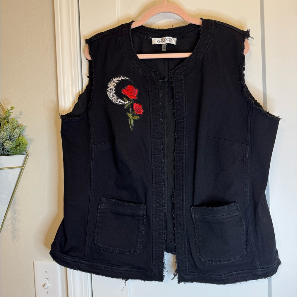 Kasper Deconstructed Custom Black Denim Vest